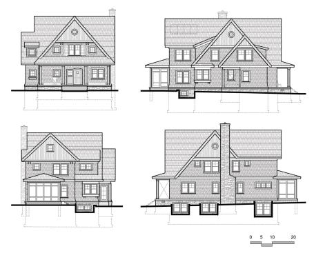 Elevation drawings for the Linden Hills Cottage.