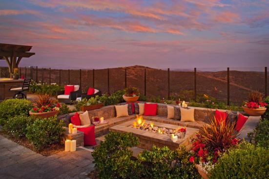 Outdoor living areas, like this one at Bellasario in San Diego, Calif., are important in Standard Pacific's new home designs.