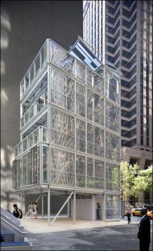 Kieran Timberlake’s Cellophane House was built using a proprietary product called SmartWrap, which is a mass customizable, energy-generating, lightweight, and sustainable envelope that integrates the functions of a conventional wall into a multi-layer skin, just a few millimeters thick that is wrapped around the building ‘s structural frame.