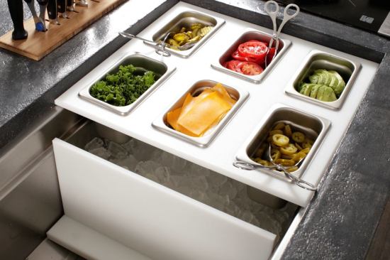 Optional accessories, such as the sink divider and condiment station are available in addition to standard accessories that come with every Ideal Workstation.