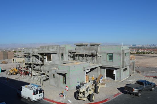 The house is ready for its final touch: installation of exterior stone panels.