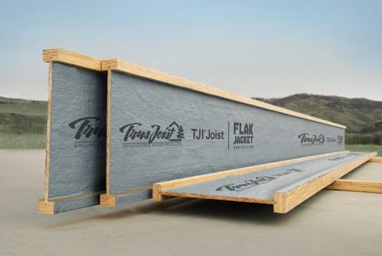 Weyerhaeuser has added Flak Jacket protection to its Trus Joist TJI Joists to meet building code requirements for fire resistance. The specialty coating provides a simple way to achieve one-hour floor/ceiling assemblies and to comply with the new 2012 IRC fire protection requirements in multifamily buildings and single-family homes. Weyerhaeuser Wood Products. www.woodbywy.com.