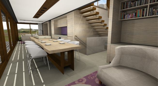 Living spaces occupy the top floor to take advantage of headland vistas.