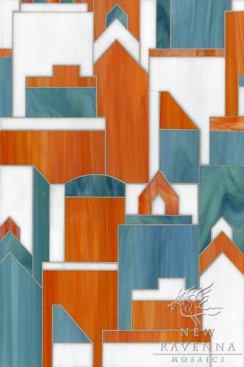 Cityscape shown in Moonstone, Sardonyx, and Peacock Topaz.