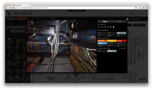 With Threshold's mobile app, users can take photos and tag them on the jobsite. Tags can be unique to each project and allow users to index and find images more easily later.