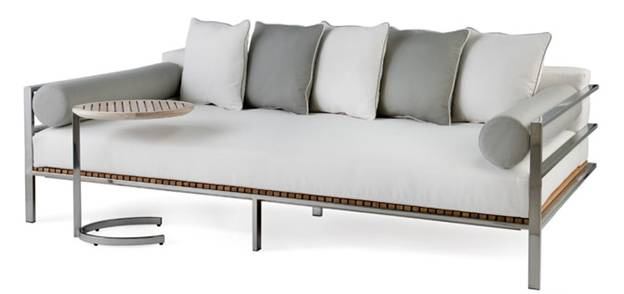 Echo Daybed with Cushions and Cantilever Drink Table.