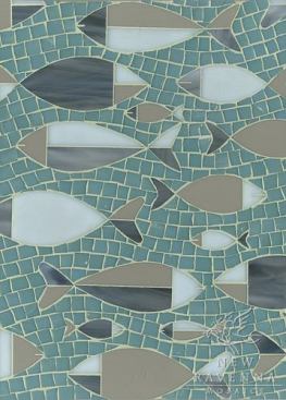 Floating Fish shown in Serpentine, Labradorite, Aalto, and Opal.