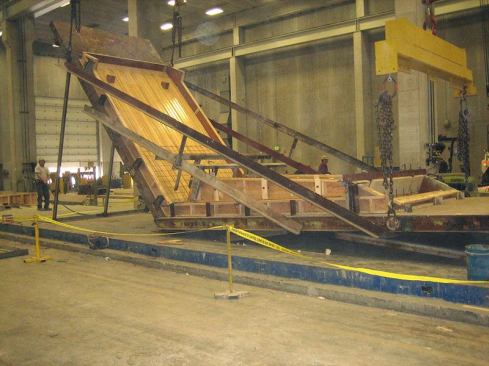 The roof being prepared for casting in the factory.