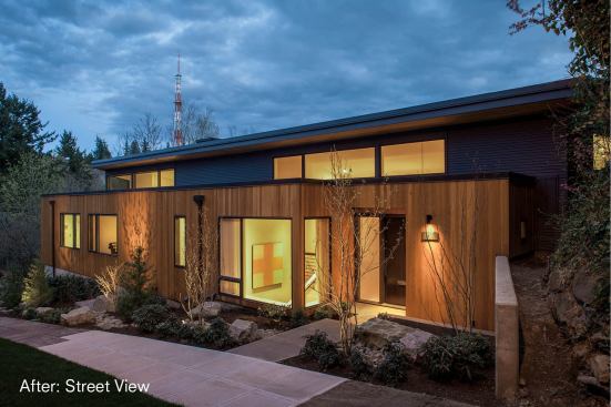 Grand, Renovated or Restored Single House. Builder: Petrina Construction Inc. Architect: Rick Berry. Made from wood, concrete and steel, this post-war ranch renovation in Portland, Ore., floods with natural light from a clerestory.