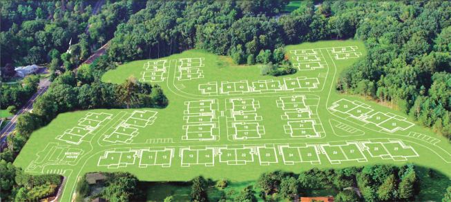 Kensett comprises a total of 62 houses clustered around an award-winning community center while nearly 1/3 of the 15-acre site is devoted to a recreational nature preserve.