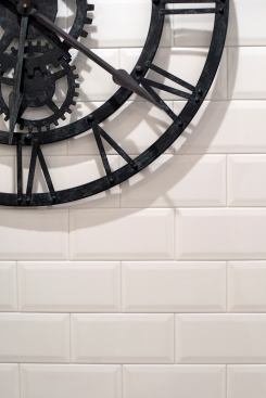 Classic three-dimensional shapes were another trend at Cevisama. Mainzu Ceramica's Bissel has the beveled edges of subway tiles.
