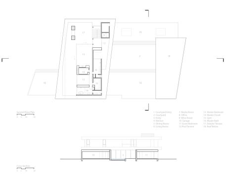 The second floor plan and section