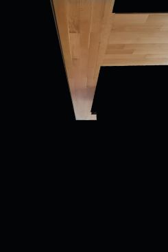 Strong axial relationships help define the L-shaped floor plan.