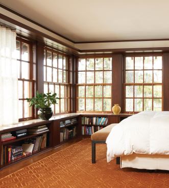 A glass-enclosed bedroom at the Lakeside Remodel.