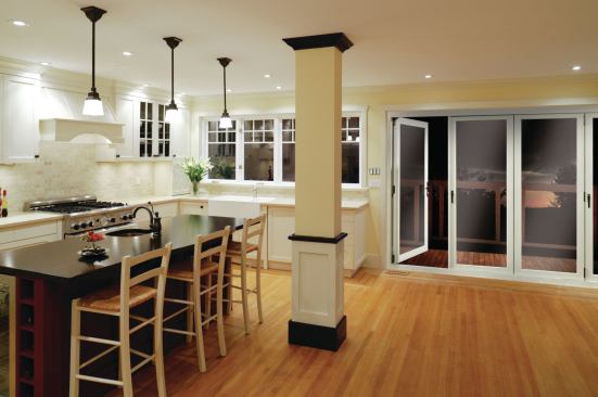 Savings in the Fold:&nbsp;Royal Building Products’ bi-fold door can hold up to eight panels while keeping an R-value of 6 and meeting Energy Star requirements. Overture’s aluminum-reinforced vinyl frame incorporates a slim-line welded sash that maximizes the viewing area without hampering functionality. The door features a three-point lock on every other panel. Royal Building Products, 866.852.2791,&nbsp; 
www.royalbuildingproducts.com.