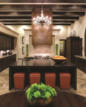 Custom copper hood. Project: Spanish Oaks Showcase, Austin, Texas; Designer/Fabricator: Luis Jauregui and Jim Gandy, Austin, Texas.