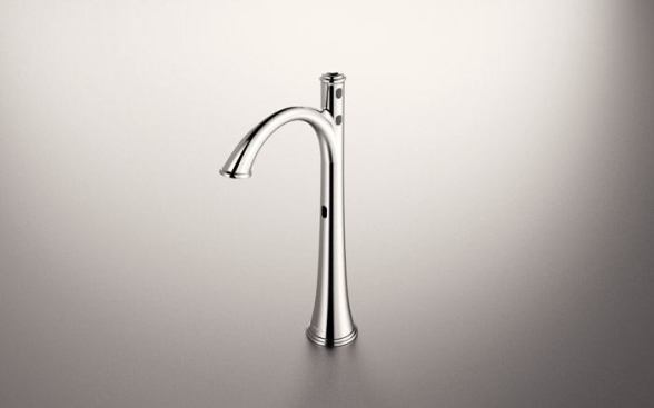 The Muirsis Redwood electronic faucet for above-counter vessel sinks features various sensors that deliver hands-free operation. It features ceramic disk cartridges and a solid brass construction. The AC-powered unit features four AA back-up batteries. It can be ordered in chrome and satin nickel. 
www.muirsis.com.