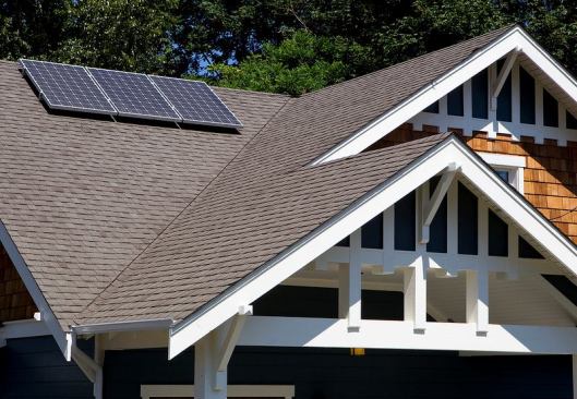 The three-panel solar system can be added on to as the owners' budget and needs allow.