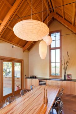 The dining room opens to a wraparound porch that connects the plan to the garden. Awnings help deflect the summer rays but let the low winter sun in. There’s also radiant heating in the floors of the addition. 
Project:
Idea Garden, Healdsburg, Calif. 
Architect: Arkin Tilt Architects, Berkeley, Calif. 
Builder: Earthtone Construction, Sebastopol, Calif.