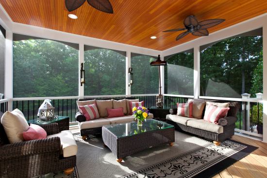 Homeowners are furnishing porches just as they do interior living spaces. Sun Design, www.sundesigninc.com, McLean, Va.