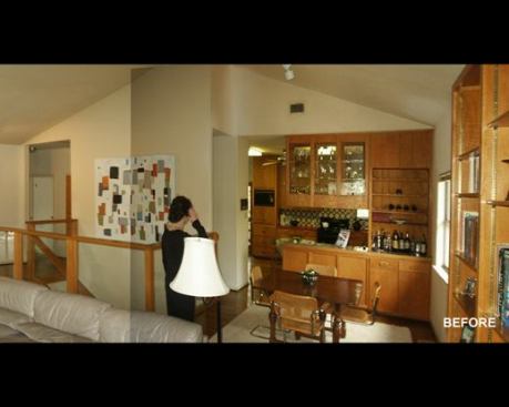 The dining room and kitchen area before.