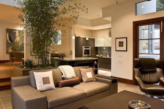 Clever Homes offers an extensive variety of finishes that include bamboo or wood floors, ceramic tiles, German faucets and fixtures, and concrete, paper, or quartz countertops. An interior shot of the Johnson Residence is shown here.