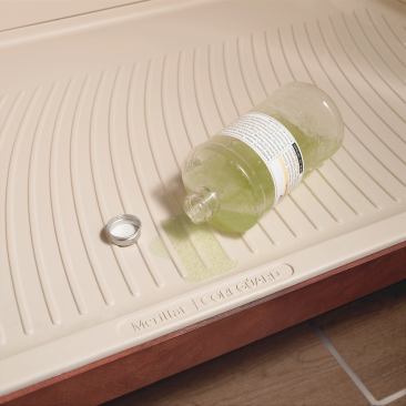 Merillat Cabinets  The manufacturer has adapted its CoreGuard sink base for bathroom cabinets. The engineered polymer bottom section prevents moisture, drips,&nbsp;and spills from warping the interior. 
www.merillat.com.