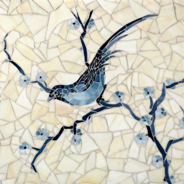 The Delft Collection's Chinoiserie in a hand-cut jewel glass mosaic.
