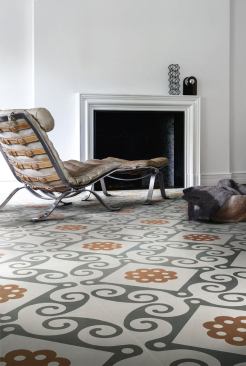 Designed by the Milan-based graphic design firm Studio FM, Frame by Refin is a graphic tile collection featuring four design themes that are derived from historical research into patterns and fabrics—from the Bauhaus to Shibori textiles. The designs are digitally printed on 30-inch-by-30-inch porcelain tiles. www.refin-ceramic-tiles.com.