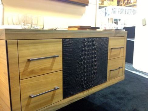 Try to Hide In addition to its faux leather-wrapped vanity options, this Louisiana-based company offers a native spin on design with available alligator hide accents. The company says hides only come available in quantity a couple of times a year, so allow as much as 12 weeks of lead time for a piece like this wall-mounted sideboard.
Gator Millworks | 225.667.7758 | gatormillworks.com