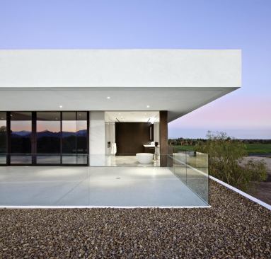 The master bath opens onto a rooftop terrace.