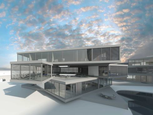 The petals of the house extend out to capture as much natural light as possible as well as distant views.