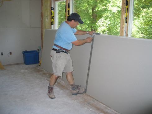 Whenever possible, the author works off the stack of stocked drywall.