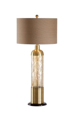 Shaken Lamp with antiqued solid brass and dark walnut wood.