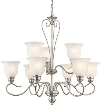 Offering traditionally styled designs, the Tanglewood Collection offers a wide selection of products that includes pendants, chandeliers, and wall sconces. Pieces feature satin-etched glass shades and come in two new finishes: brushed nickel and Olde Bronze. Kichler. 
www.kichler.com.