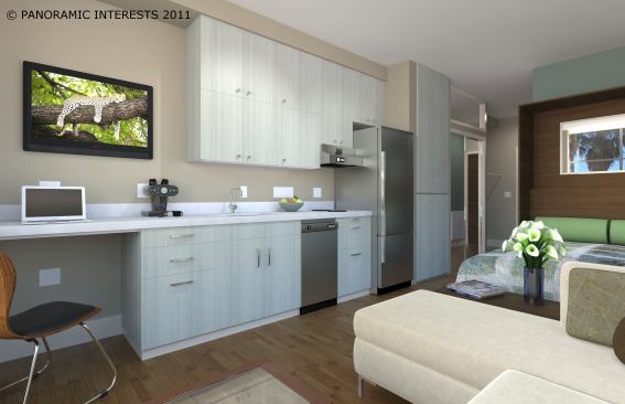 The 300-square-foot apartments will feature 9-foot ceilings, kitchens and baths, storage, and flexible built-ins.