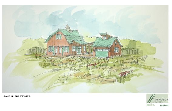 Because the development is centered on farming and horses, a barn-style cottage concept home is only appropriate.