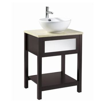 American Standard You can find cheaper vanities, but will they be this interesting? Offered for $263 by 
justvanities.com, the Cardiff vessel stand is made from solid poplar and birch veneers. It measures 24 inches wide and features a frosted glass door insert.