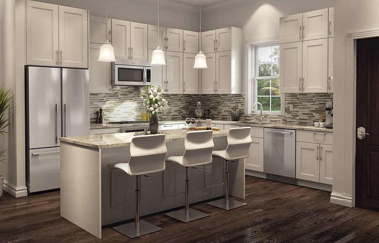 The rendering for one of the 41 new kitchen designs available for Surge Homes properties.