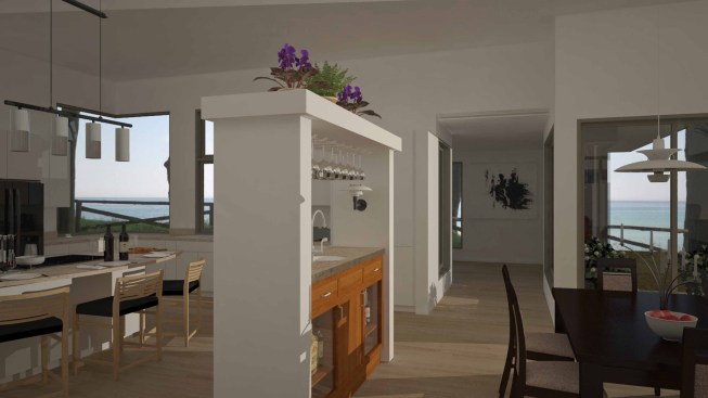 kitchen and wet bar view