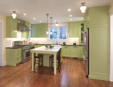 The new addition houses a hard-working U-shaped kitchen that flows into the family room, as well as into the mudroom, a back entryway to the house that's convenient to the rear detached garage.