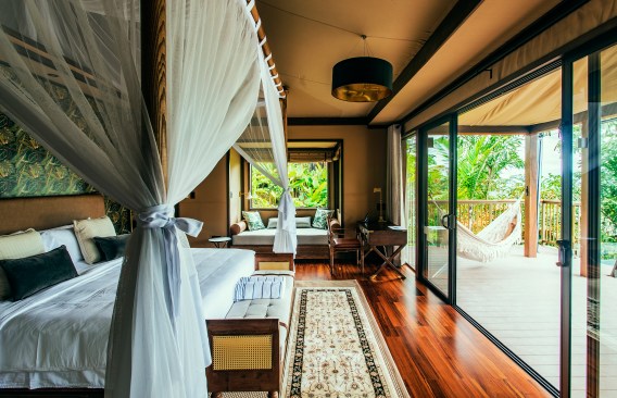 Interior features were designed to reflect natural beauty unique to Costa Rica, including exquisite wooden floors, and a backwall mural of rainforest foliage. 