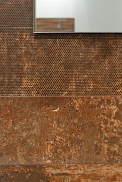 Aparici's Fuel collection uses a reactive ink that expands and creates the tile's texture when fired in the kiln.