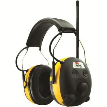 3M Headset&nbsp;This earmuff headset lets you to listen to music while protecting your hearing from construction noise. It has a noise-reduction rating (NRR) of 24 dB. The built-in AM/FM radio has an LCD screen and will accept up to 50 station presets. Large knobs and voice control assistance allow you to operate the tuner without removing the headset to see what you’re doing. There’s also a jack to connect an MP3 player 
. www.3m.com