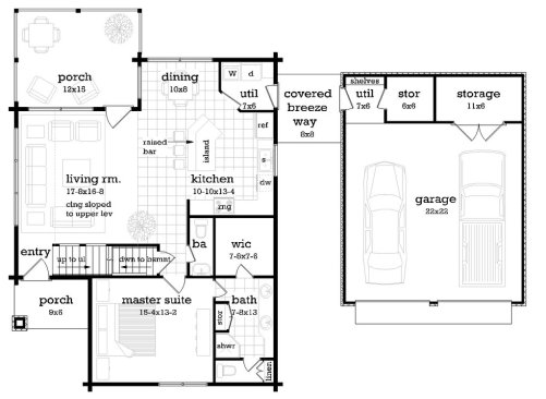 Log Cabin Plan Main Floor Plan. See Details at Houseplans.com.