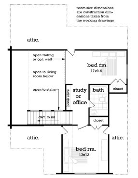 Log Cabin Plan Upper Floor Plan. See Details at Houseplans.com.