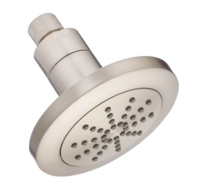 The manufacturer’s new showerhead technology mixes air with water to increase water velocity and shower spray intensity. As a result, shower sprays feel softer and water temperature is maintained. This technology is being introduced on the new Danze 200 showerhead (shown here). Danze. 
www.danze.com.