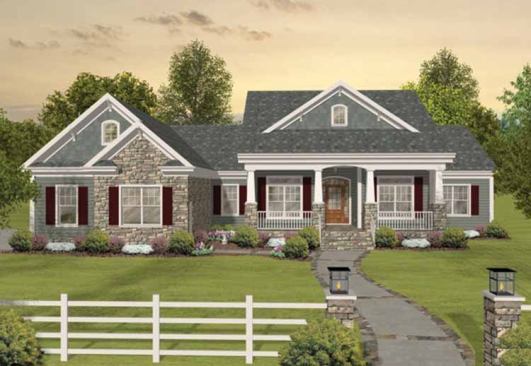 5. Tons of Room to Expand: A formal dining room, three-car garage, and walk-in closets for every bedroom make this 2,156-square-foot plan unique among our best-sellers. A sophisticated craftsman design with elegant gables and columns in the front, this plan stays strong at #5 for the second year running. For more images and information, click 
here.
