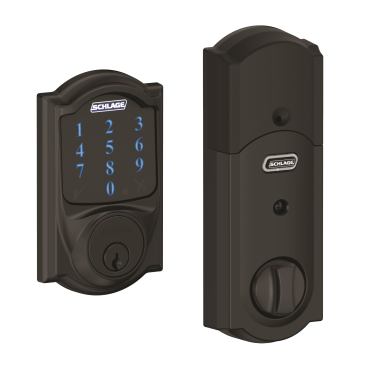 Camelot and Century Touchscreen Deadbolts: Schlage’s Touchscreen Deadbolt offers keyless control and customizable, secure access codes so homeowners never have to worry about losing, hiding, carrying or forgetting keys.
