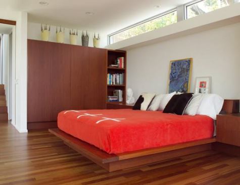 Continuing the language of the existing house, the addition incorporates built-in furniture.